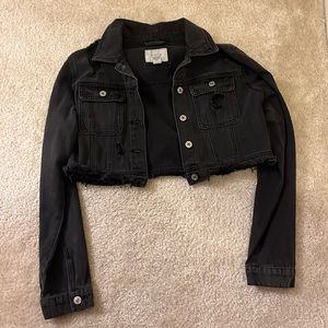 Forever 21 cropped black jean jacket